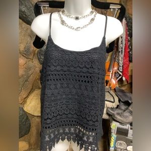 Black lace spaghetti top tank